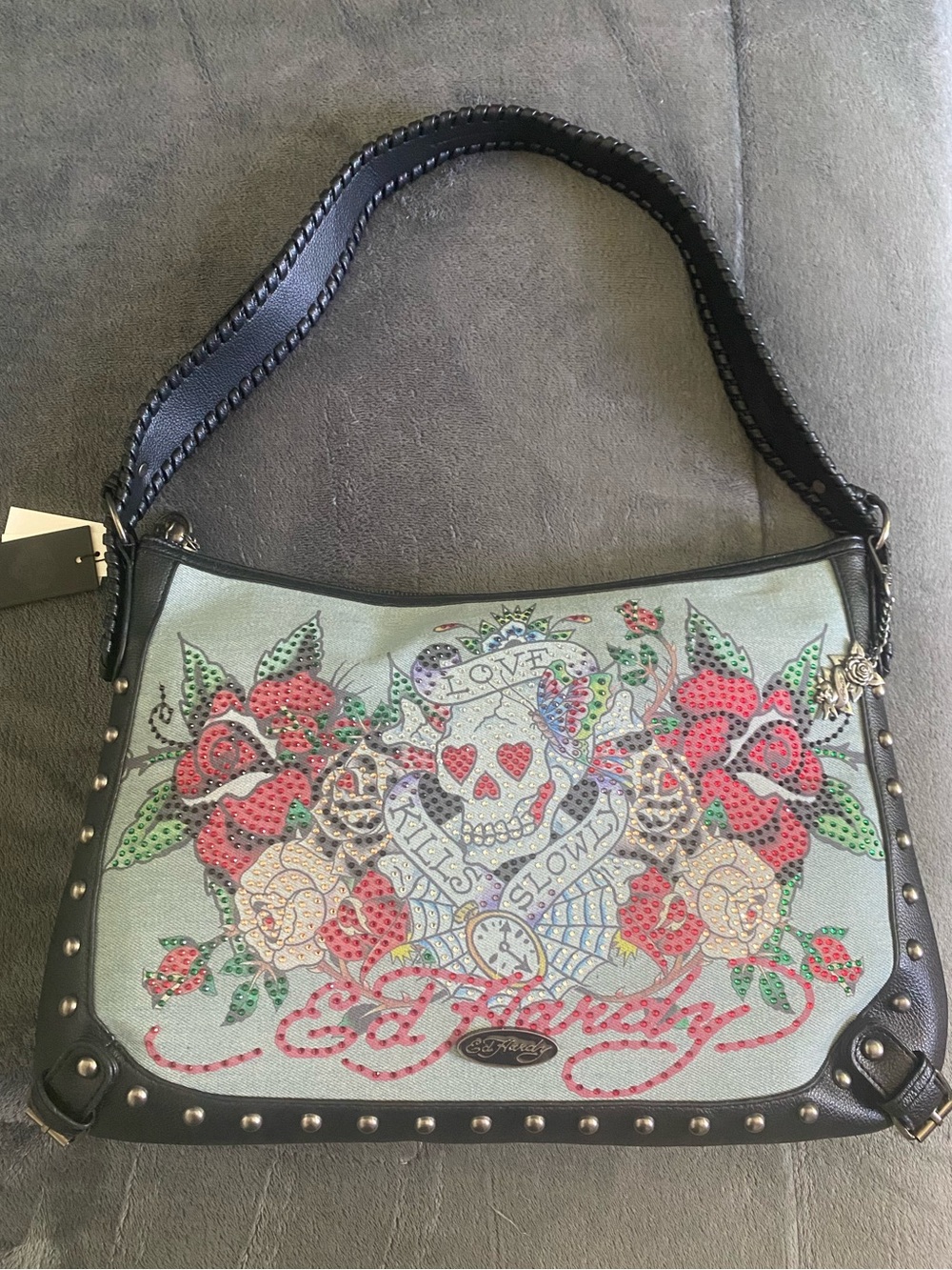 Ed Hardy Skull & Rose Embellished Shoulder Bag🌹